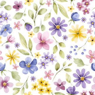 Watercolor Wildflower Pattern Throw Pillow