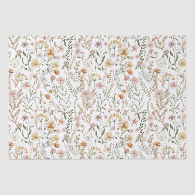 Watercolor Wildflower Pattern Tissue Paper (Front)