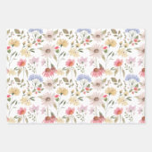 Watercolor Wildflower Personalized Birthday & Name Wrapping Paper Sheets (Front)