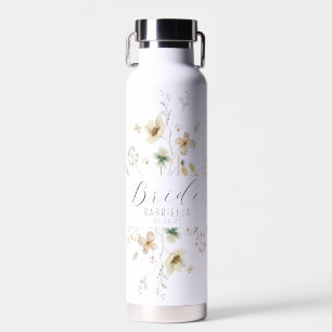 Watercolor Wildflower Personalized Bride Water Bottle