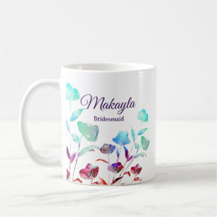 Watercolor Wildflower Personalized Bridesmaid Gift Coffee Mug