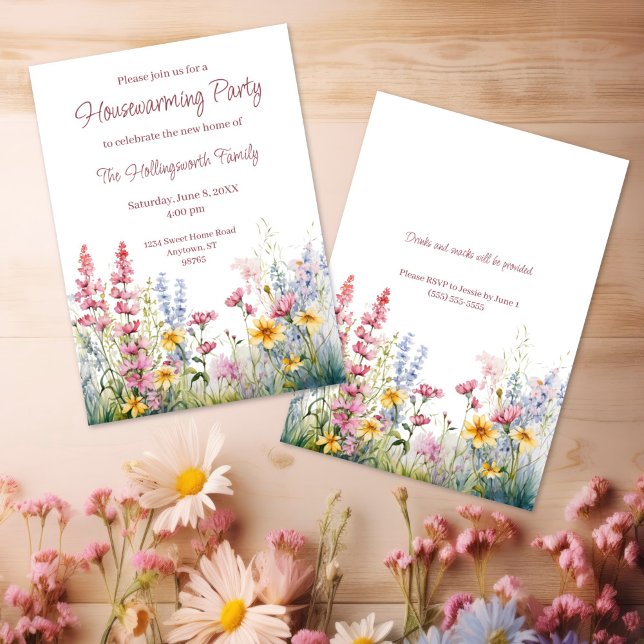 Watercolor Wildflower Personalized Housewarming Invitation (Watercolor Wildflower Personalized Housewarming Invitation
)