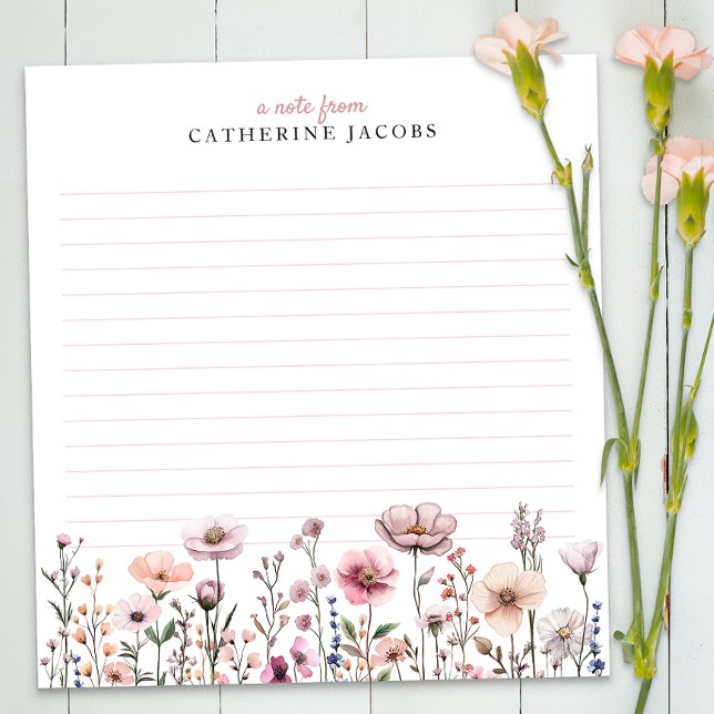 Watercolor Wildflower Personalized Notepad – Dusty (Floral Notepad)