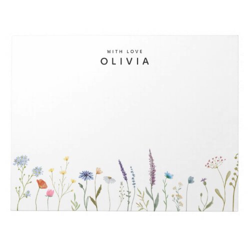 Watercolor Wildflower Personalized With Love Notepad