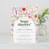 Watercolor Wildflower Pink Baby Shower Invitation (Standing Front)