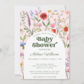 Watercolor Wildflower Pink Baby Shower Invitation (Front)