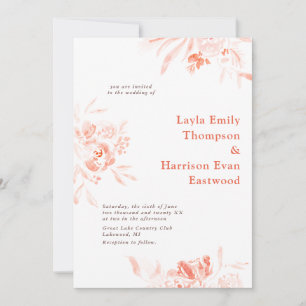 Watercolor Wildflower pink blooms Wedding Invitati Invitation