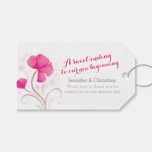 Watercolor wildflower pink wedding candy favors gift tags