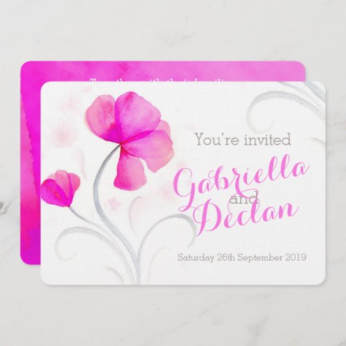 Watercolor wildflower pink wedding invite