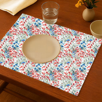 Watercolor Wildflower Poppy Daisy Cloth Placemat