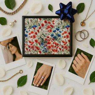 Watercolor Wildflower Poppy Daisy Jewelry Box