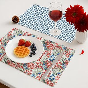 Watercolor Wildflower Poppy Daisy Reversible Placemat