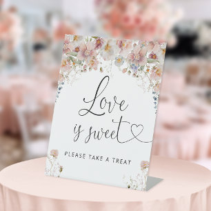 Watercolor Wildflower Purple Bridal Treat Pedestal Sign