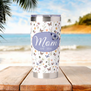 Watercolor Wildflower Purple Mom Established Insulated Tumbler