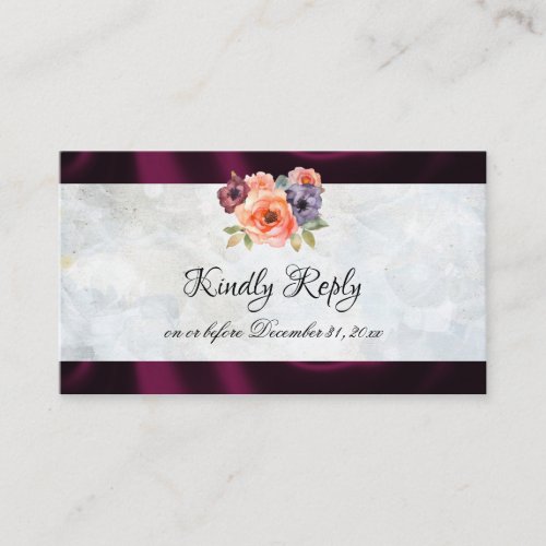 Watercolor Wildflower  Purple Ribbon Borders Enclosure Card