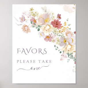 Watercolor Wildflower Purple Spring Bridal favors Poster