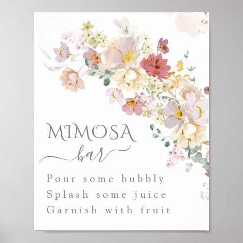 Watercolor Wildflower Purple Spring Bridal mimosa  Poster