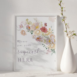 Watercolor Wildflower Purple Spring Bridal  recipe Poster