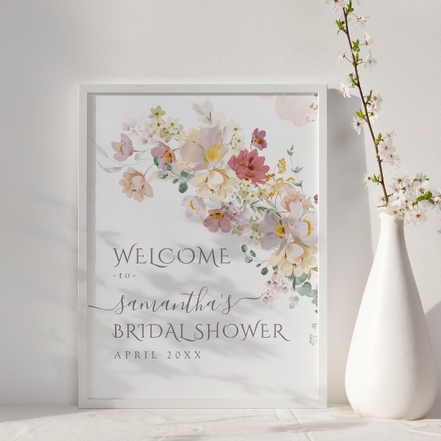 Watercolor Wildflower Purple Spring Bridal Shower Poster (Creator Uploaded)
