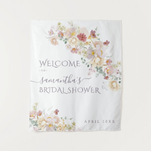 Watercolor Wildflower Purple Spring Bridal Shower Tapestry