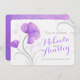 Watercolor wildflower purple wedding invite