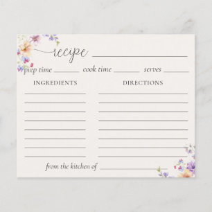 Watercolor Wildflower Recipe Card
