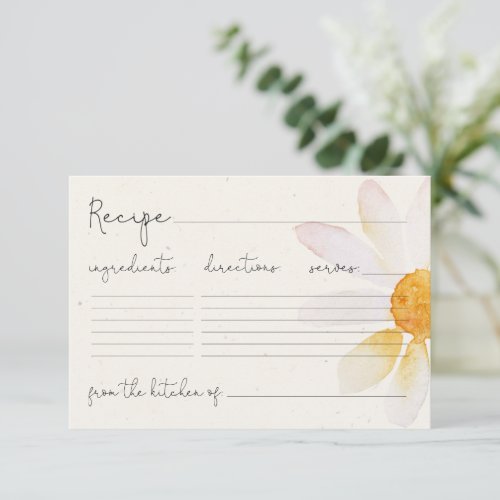 Watercolor wildflower recipe card