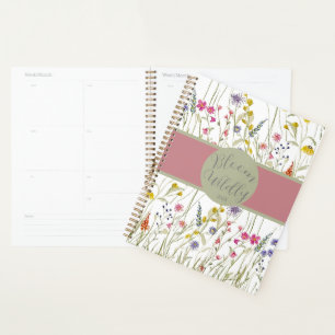 Watercolor Wildflower Rose and Sage Bloom Wildly Planner