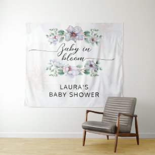 Watercolor wildflower rose baby in bloom  tapestry