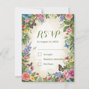 Watercolor Wildflower RSVP Card with QR Code