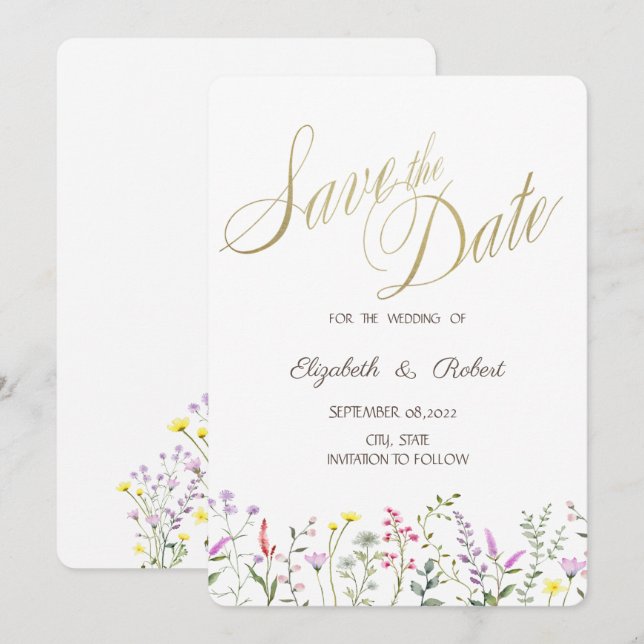 Watercolor Wildflower Save The Date (Front/Back)