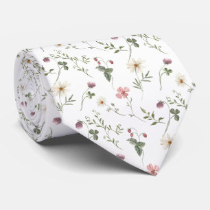 Watercolor Wildflower Seamless Pattern Neck Tie