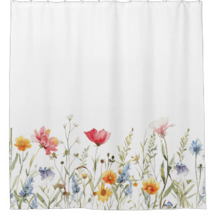 Watercolor Wildflower Shower Curtain
