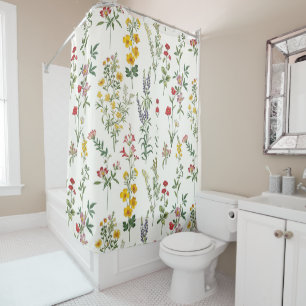 Watercolor Wildflower Shower Curtain