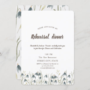 Watercolor Wildflower Snowdrops Rehearsal Dinner Invitation