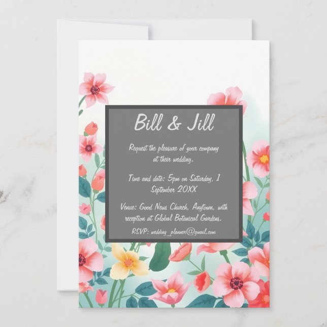  Watercolor Wildflower Soft Pastel Wedding Invitation (Front)
