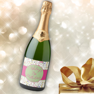 Watercolor Wildflower  Sparkling Wine Label