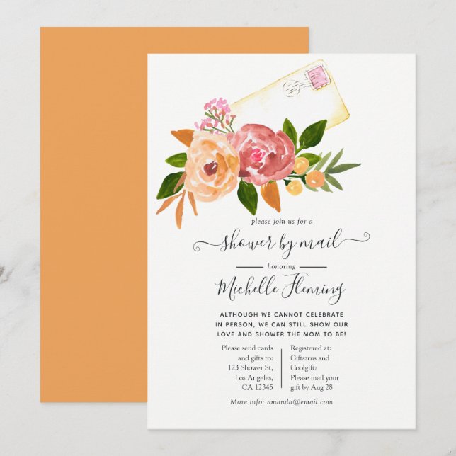 Watercolor Wildflower Spring Baby Shower by Mail Invitation (Front/Back)