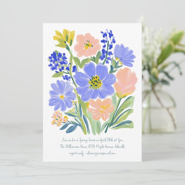 Watercolor Wildflower Spring Soiree Garden Party Invitation (Standing Front)