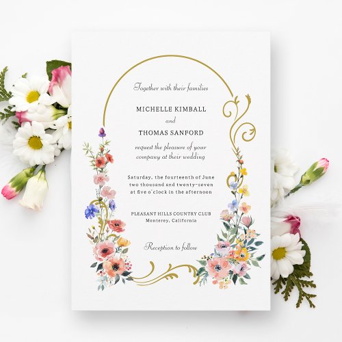 Watercolor Wildflower Spring Summer Arch Wedding