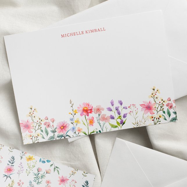 Watercolor Wildflower Spring Summer  Note Card (Creator Uploaded)