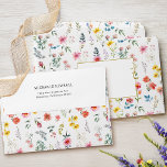 Watercolor Wildflower Spring Summer Wedding Envelope<br><div class="desc">Romantic boho chic watercolor pastel wildflower seamless pattern in pale blue,  pink and yellow. This charming collection is the perfect complement to your Spring,  Summer or garden-themed wedding.</div>