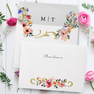Watercolor Wildflower Spring Summer Wedding Envelope