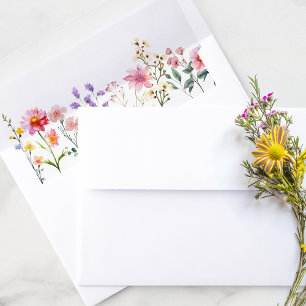 Watercolor Wildflower Spring Summer Wedding Envelope Liner