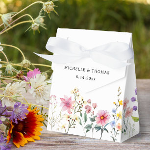 Watercolor Wildflower Spring Summer Wedding Favor Boxes