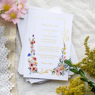 Watercolor Wildflower Spring Summer Wedding Foil Invitation