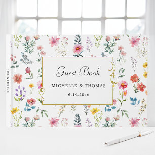 Watercolor Wildflower Spring Summer Wedding Guest Book