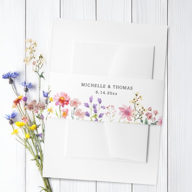 Watercolor Wildflower Spring Summer Wedding Invitation Belly Band (Creator Uploaded)