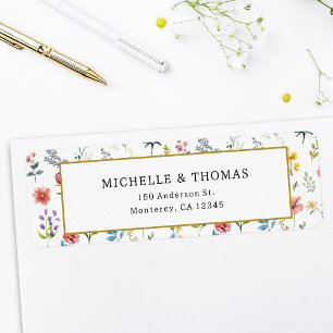 Watercolor Wildflower Spring Summer Wedding Label