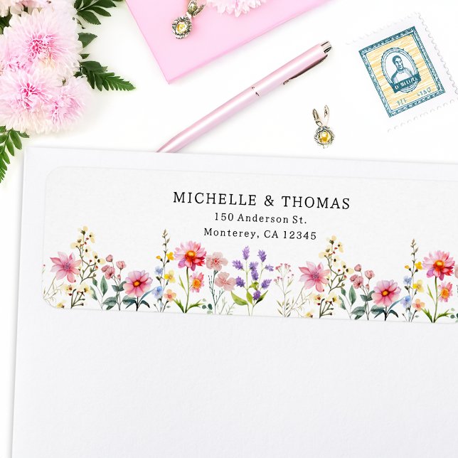 Watercolor Wildflower Spring Summer Wedding Label (Creator Uploaded)